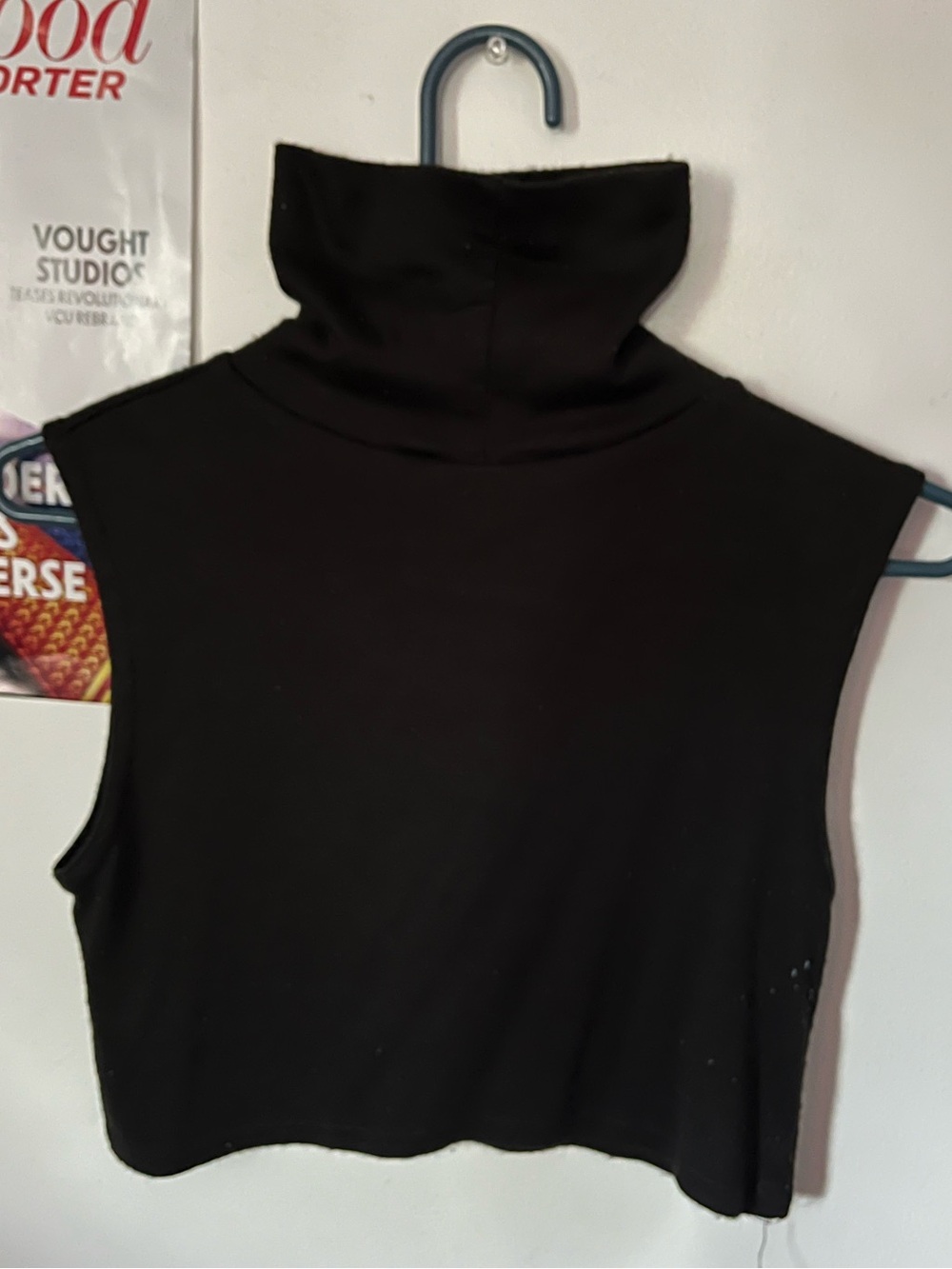 White Stag Black Sleeveless Mock Neck Crop Top